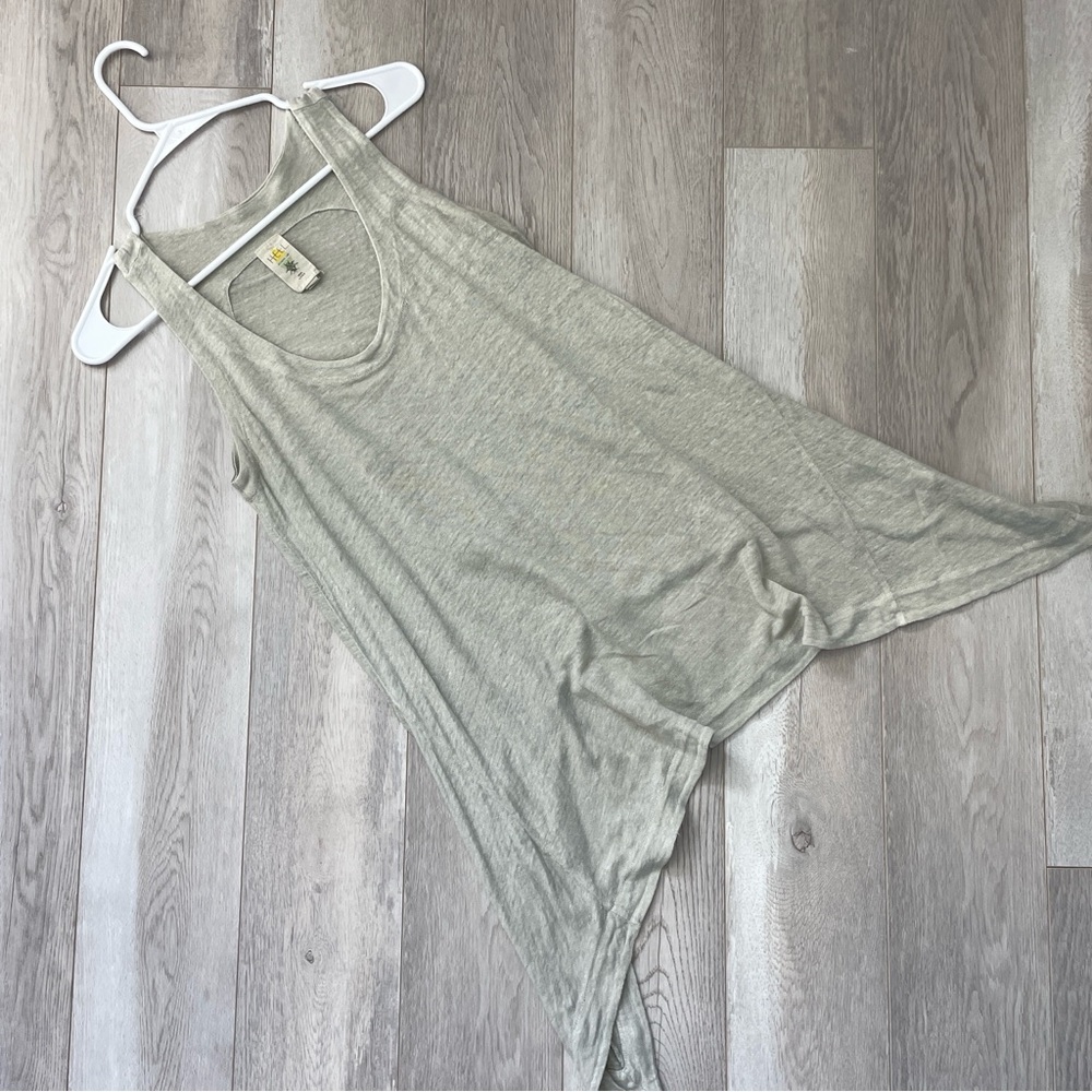 Heel Athens Lab Tank linen asymmetrical long tunic womens Green (small) artsy